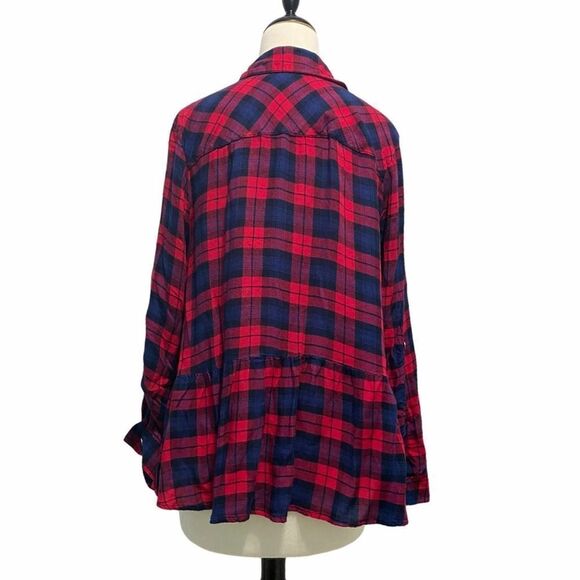 Signature Studio Plaid Button Down Shirt Red Large - Picture 5 of 9
